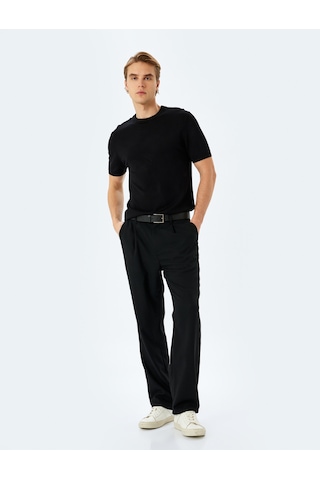 Koton Regular Fit Bisiklet Yaka Viskon Basic Kısa Kollu Triko Tişört Siyah 5sam70022ht Siyah
