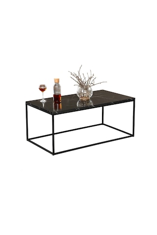 Cosco Siyah Mermer Orta Sehpa Metal & Orta Masa Royal/Metal Ayak