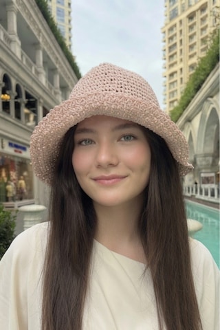 Mollycrush Kadın Pembe Yazlık Örgü Bucket Şapka Güneş Koruyucu Trend Kova Model Toz Pembe
