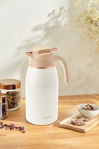 Gama 12 Saat Sıcak ve Soğuk Tutan Çelik Termos 2 Litre Beyaz