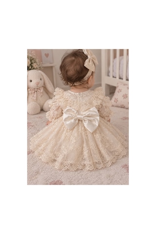 Pugi Baby Kız Bebek Abiye Mevlüt Elbisesi 4021 Krem Krem