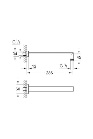 Grohe Rainshower Tepe Duşu Dirseği 286 Mm - 27709000 Diğer