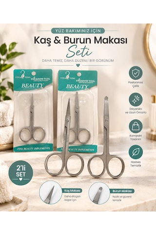 2 Adet Kaş Bıyık & Burun Kılı Kulak Kılı Kesme Kaş Makası