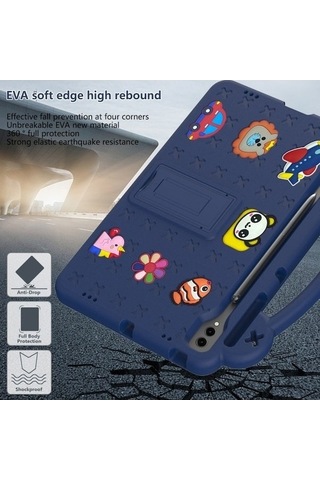 Maoyaya Samsung Tab S9 Fe+ 12.4 İnç Çocuk Kılıf - Pembe, Trendy Desenli Eva Kapak