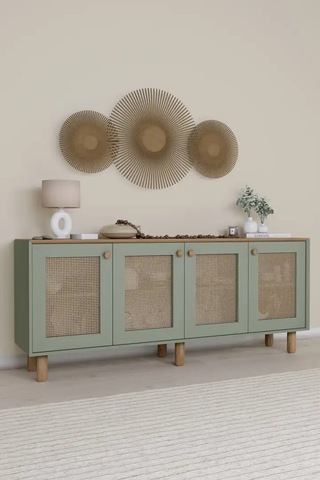 Bohem Serisi Natura Pvc Hasır Desen Yeşil Konsol Yeşil