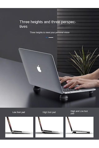 Dizüstü Bilgisayar Soğutma Pedi, Ergonomik Dizüstü Bilgisayar Küçük Görünmez Soğutma Topu Manyetik Ayak Siyah Üzerinde Duran