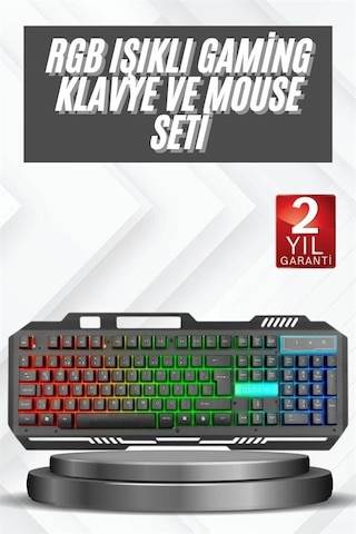 Northcity Pg8018 Işıklı Mekanik Gaming Klavye Mouse Seti Siyah - Led Oyuncu Klavyesi
