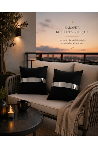 Kırlent 1 Dekoratif 4lü Set Takımı Modern Lüks Salon Koltuk Kanepe Yastık Gümüş Siyah Gizli Fermuarlı Trend Özel Çok Renkli