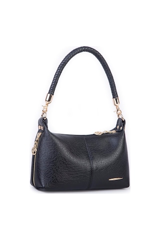 Nas Bag Kadın Mini Omuz Ve Çapraz Çanta Örgülü Askılı En: 23 Cm , Boy: 14 Cm Siyah Victoria