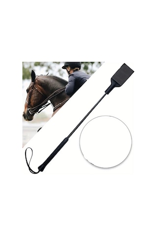 Elmpaly Siyah 1 Adet Binicilik Kamçısı Çift Vuruşlu Pu Deri At Kamçısı Siyah