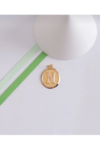 Özden Kuyumcusu  14 Ayar Altın Vintage Oval N Harf Kolye Ucu