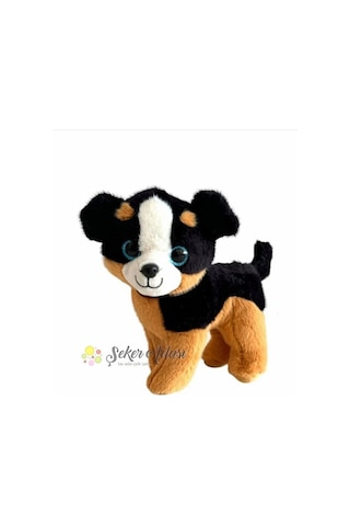 Sevimli Ayakta Duran Havlayan Peluş Köpek 20 Cm Sesli Siyah Köpek Siyah