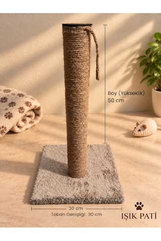 Işık Pati Kedi Tırmalama Tahtası Bej 50 Cm Kare, Yerli Ip