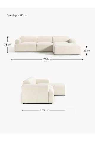 Most Mollista 3 Modül Sağ Köşe Koltuk 01 Kırık Beyaz Keten Kumaş