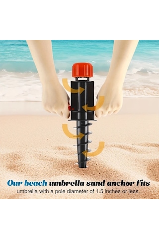 Elmpaly 1 Adet Plaj Şemsiyesi Rüzgar Çapası Blue 360 Dönmeyen Tasarım Taşınabilir Kurulum