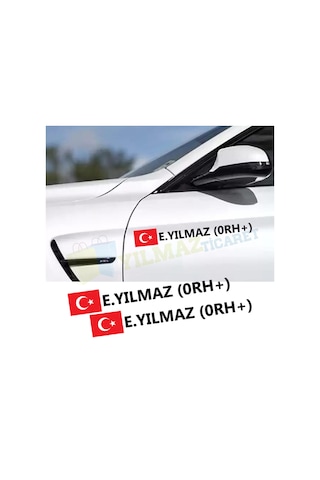 Kişiye Özel Kan Grubu Oto Sticker Motosiklet Yapıştırma 2 Ad