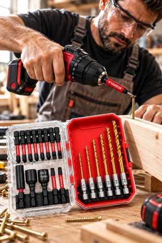 Vandor By Vosco 18 Parça Matkap Ucu Ve Vidalama Bits Seti Titanyum Kaplamalı Metal Delme Uçları Cr-v Lokma Seti