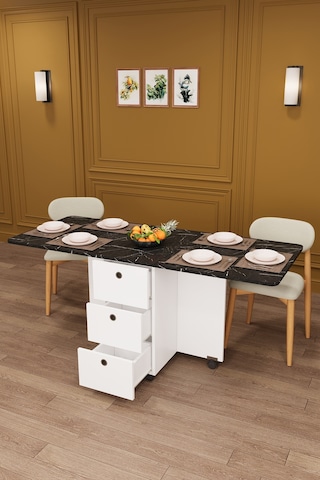 Asra Trend Katlanır Mutfak Yemek Çalışma Masası KM-30 %100 MDF Akıllı Masa Royal Mermer