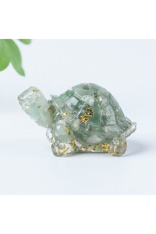 Neevoyu Yeşil Kristal Kaplumbağa Figürü, Feng Shui Sağlık Ve Ev Dekoru, Altın Folyo İle Zenginleştirilmiş, 1 Adet