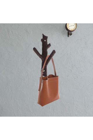 Suntek Dökme Demir Ağaç Dalı Duvar Askısı Hediyelik Giysi Kahverengi