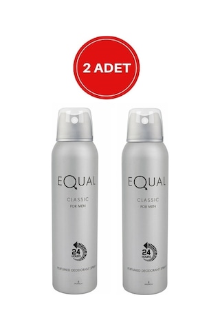 Hunca Equal Classic 24 Hours Erkek Sprey Deodorant 150 ML x 2