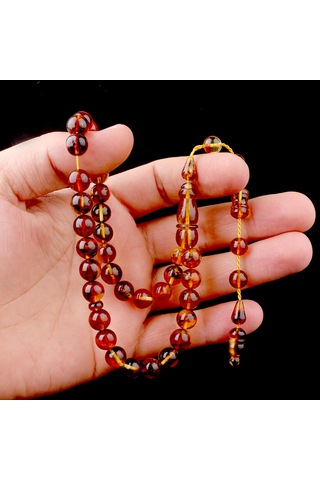 Küre Kesim Sistem Fosilli Damla Kehribar Tesbih