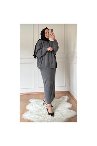 Bomii Triko 2 Li Takım Kazak Etek Gri - 938331387 Gri