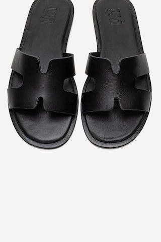 Luvishoes Bıora Siyah Hakiki Deri Kadın Terlik