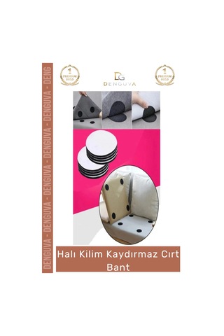Cırtbant Halı Kaydırmaz Ped Yıkanabilir Tekrar Kullanılabilir Güçlü Sabitleyici 5 Cm 10 Adet Cırt B