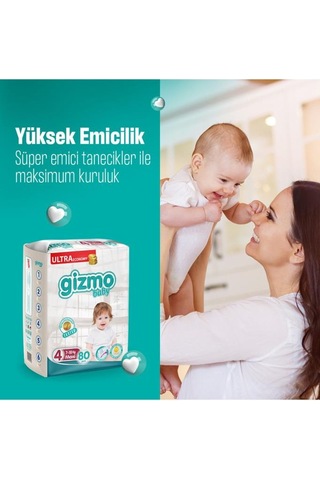 Gizmo Bebek Bezi Ultra Eco Paket 4 Numara Maxi 80 Adet 4 Numara