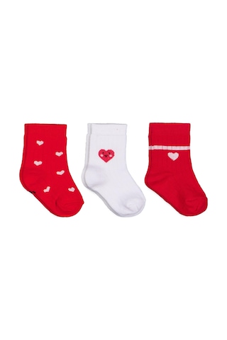 Civil Baby Kalp 3'lü 6-18 Ay Bebek Kız Çorap Set - Standart