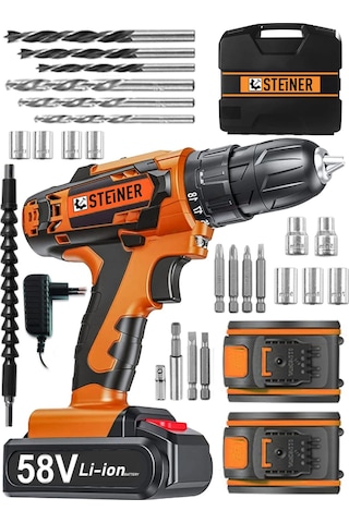 Steiner V-tech 58 V 5 Ah Darbeli Şarjlı Çiftakülü Vidalama Matkap Turuncu