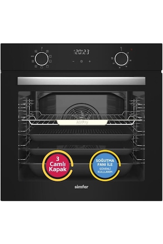 Simfer 10 Fonksiyon Airfry Siyah Dijital 3'lü Ankastre Set(8215 Fırın + 3500 Ocak + 8738 Davlumbaz)