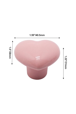 Geeksen Pembe Kalp Şekilli Seramik Dolaş Kolu - 6'lı Set, Mobilya Ve Dolap Dekorasyonu İçin