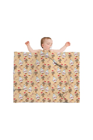 Noel Desenli Bebek Battaniyesi 40x30 İnç, Polar, Yumuşak, Hafif Ve Kalın Noel Süt Kurabiye
