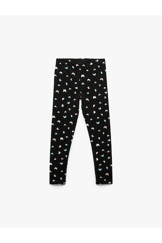Koton Pamuklu Beli Lastikli Kelebek Baskılı Uzun Tayt Siyah Desenli 6wkg40067ak Siyah Desenli