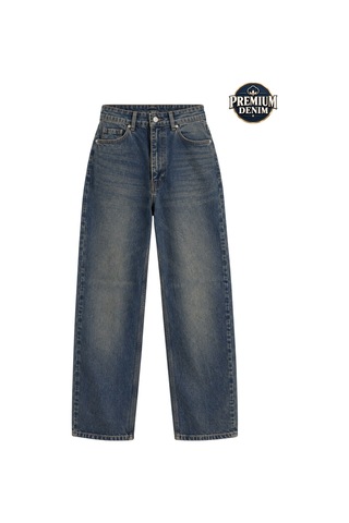 Vadon 1053 Kadın Yüksek Bel Tint Yıkamalı Straight Fit Düz Paça Jean Pantolon Mavi