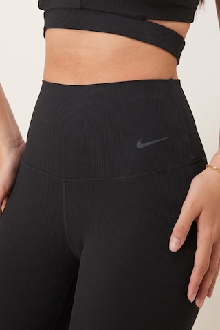 Nike Training Zenvy Dri Fit High Rise 7/8 Rib Leggings Kadın Fitilli Yüksek Bel Spor Tayt Siyah Siyah