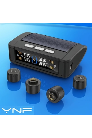 Boatshop1 Siyah 4 Sensörlü Ynf Tpms Lastik Basıncı Ve Sıcaklık Monitörü Güneş Usb Güçlü Zararsız Kurulum Titreşim Alarmı Tüm Araçlara Uygun