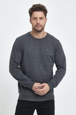 Comeor Erkek Antrasit Bisiklet Yaka Nakış Detaylı Regular Fit Sweatshirt Cmre70 Çok Renkli