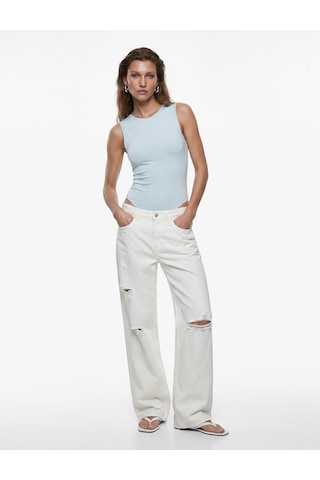 Koton Slim Fit Bisiklet Yaka Kolsuz Bodysuit Mavi 6sak10103ek