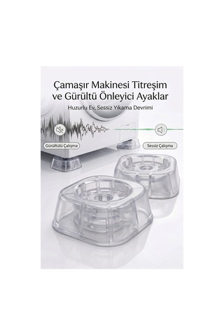 Şeffaf Çamaşır Makinesi Titreşim Önleyici Ve Ses Kesici Kaymaz Ayak Pedi 4'lü Set Diğer