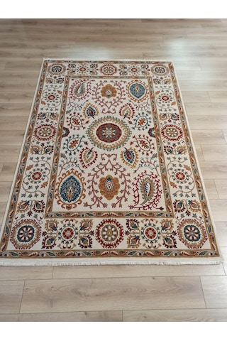 Çam Halı Funky 801 Stone Yün Ve Bambu İle Özel Tezgahlarda Üretilen Otantik Desenli El Emeği Modern Uşak Halısı Krem 2
