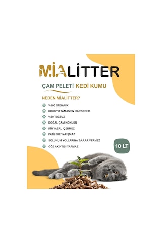 Mialitter Çam Peleti 5kg Kedi Kumu %100 Organik Tozsuz Doğal Çam Kokulu 6mm 5 Kg