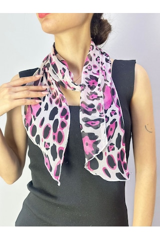 Gönülden Tasarım 135x15 Cm Leopar Desenli Fuşya Kadın Fular Boyun Bağı Renkli