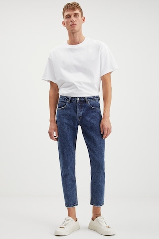 Gılberto Erkek Carrot Fit Havuç Paça Eskitme Yıkamalı Kalın Dokulu Denim Mavi Jeans