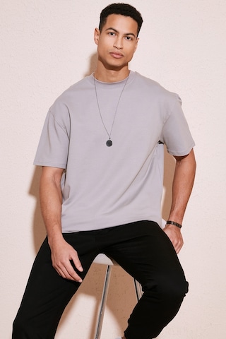 Buratti Pamuklu Bisiklet Yaka Relaxed Fit Basic Erkek T Shirt 5902610 Kül