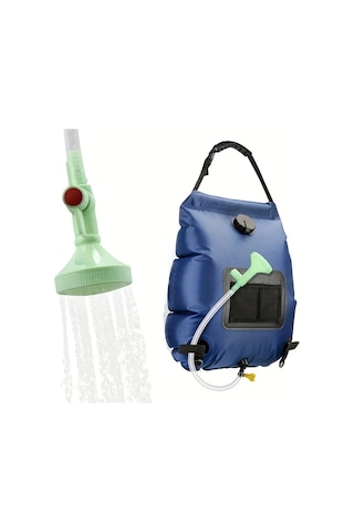 Elmpaly 19.99 Litre Solar Çalışan Kamp Seyahat Sızdırmaz Taşınabilir Duş Torbası Koyu Mavi Bej