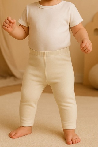 Chicsy Baby Unisex Bebek Üçlü Düz Renkli Organik Kumaş 3'lü Tayt Seti İlkbahar Yazlık 3-12 Ay Gri-krem-yeşil