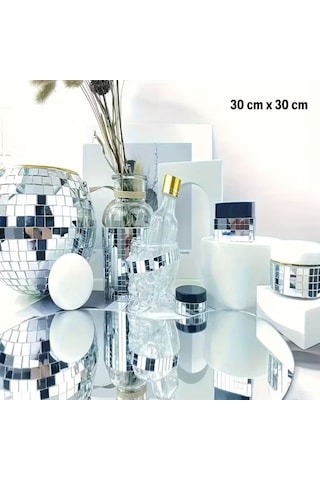 Kare Silver Cam Mozaik Fayans Çıkartmaları El İşi Kare Cam Fayans Kendinden Yapışkanlı Aynalı Dekor Panel 30x30